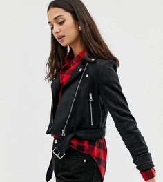 Черная байкерская куртка из искусственной замши Pull&Bear - Черный