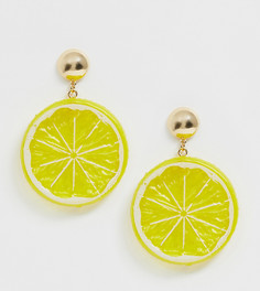 Желтые серьги-подвески с лимоном Monki - Желтый