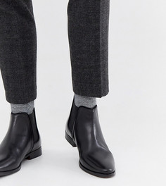 Черные кожаные ботинки челси для широкой стопы с однотонной подошвой ASOS DESIGN - Черный
