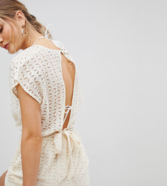 Ажурный ромпер с открытой спиной Boohoo - Кремовый