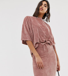 Розовая комбинируемая велюровая oversize-футболка Missguided - Розовый