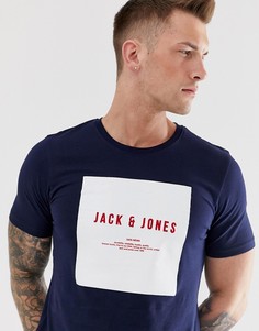 Футболка с фирменным принтом Jack & Jones Core - Темно-синий