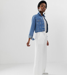 Льняные широкие брюки на пуговице ASOS DESIGN - Белый