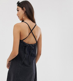 Черное выбеленное джинсовое платье с завязкой на спине ASOS DESIGN Tall - Черный
