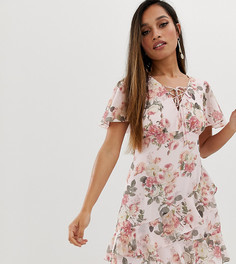 Платье мини со шнуровкой и цветочным принтом Forever New Petite - Мульти