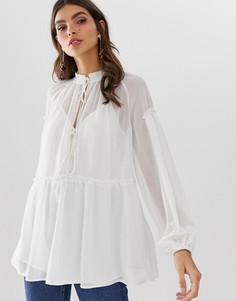 Прозрачный свободный топ с завязкой ASOS DESIGN - Кремовый