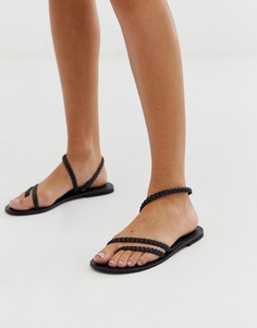 Кожаные асимметричные сандалии ASOS DESIGN - Черный