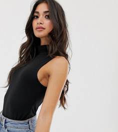 Черное боди без рукавов с высоким воротом ASOS DESIGN Petite - Черный