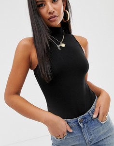 Черное боди без рукавов с высоким воротником ASOS DESIGN - Черный