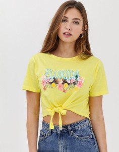 Футболка с завязкой спереди Brave Soul florida - Желтый