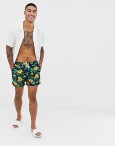 Темно-синие шорты для плавания с цветочным принтом Original Penguin - Темно-синий