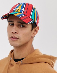 Бейсболка с логотипом в разноцветную полоску Tommy Jeans - Синий