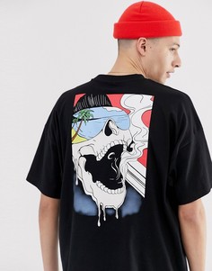 Черная oversize-футболка из органического хлопка с принтом черепа ASOS DESIGN - Черный