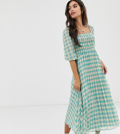 Плиссированное платье миди в клеточку ASOS DESIGN Petite - Мульти
