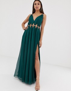 Платье макси с металлическими кольцами на талии ASOS DESIGN - Зеленый