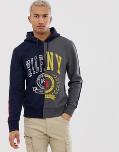 Свободный худи колор блок с принтом Tommy Hilfiger - Синий