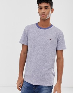 Голубая меланжевая футболка с контрастной отделкой на вороте Tommy Jeans - Синий