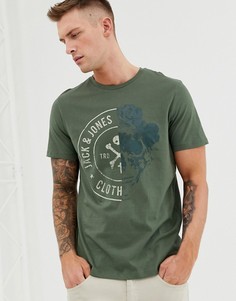 Футболка с принтом черепа Jack and Jones - Зеленый