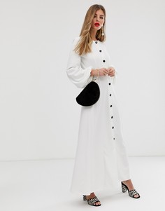 Платье макси с контрастными пуговицами ASOS DESIGN - Белый