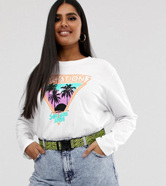 Футболка с принтом в стиле ретро ASOS DESIGN Curve - Белый