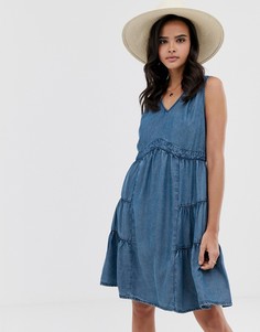 Свободное джинсовое платье из шамбре Esprit - Синий