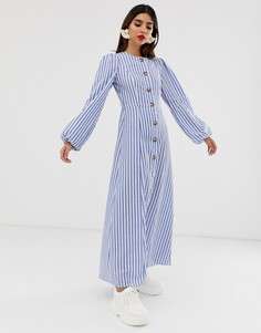 Платье макси на пуговицах из ткани сирсакер ASOS DESIGN - Мульти