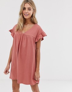 Свободное двустороннее платье мини из хлопка ASOS DESIGN - Розовый