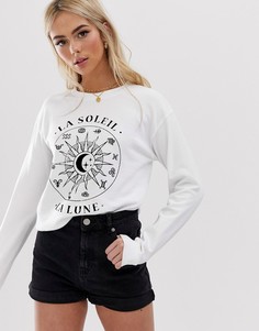 Свитшот с зодиакальным принтом ASOS DESIGN - Белый