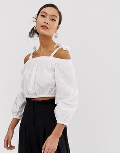 Белая блузка с открытыми плечами Monki - Белый