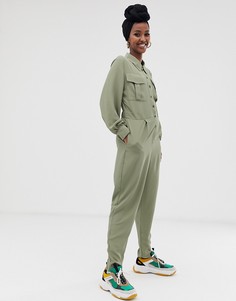 Комбинезон в стиле милитари с длинными рукавами ASOS DESIGN - Зеленый