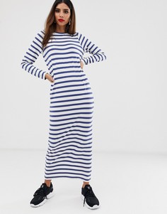 Платье-футболка макси в полоску с длинными рукавами ASOS DESIGN - Мульти