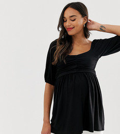Топ с вырезом сердечком и присборенной отделкой ASOS DESIGN Maternity - Черный