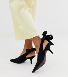Черные туфли на каблуке-рюмочке с заостренным носком и завязкой Monki - Черный