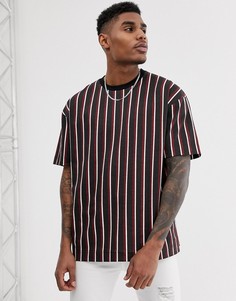 Черная oversize-футболка в красную полоску с принтом на спине Good For Nothing - Черный