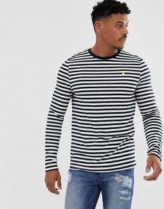 Лонгслив в полоску с принтом треугольника на груди ASOS DESIGN - Белый