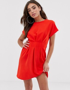 Платье мини с присборенными складками от талии ASOS DESIGN - Красный