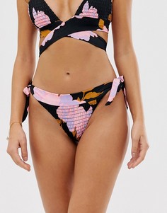Черные плавки бикини со сборками и завязками River Island - Черный
