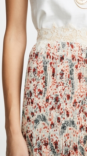 Paco Rabanne Floral Skirt with Lace Trim