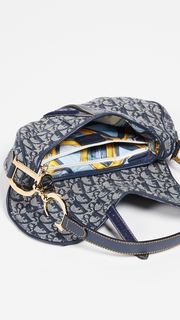 What Goes Around Comes Around Dior Navy Canvas Saddle Bag