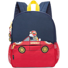 Рюкзак детский Grizzly, синий - красный