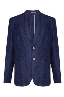 Темно-синий льняной пиджак Emporio Armani