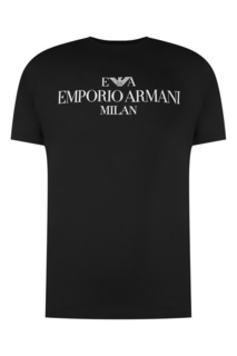 Темно-синяя футболка с принтом Emporio Armani