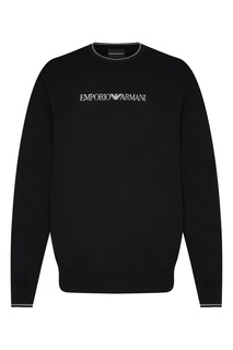 Хлопковый черный джемпер Emporio Armani