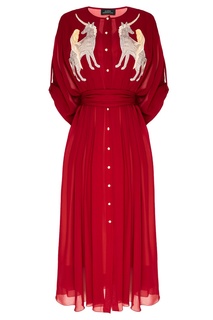 Красное платье с аппликациями Alena Akhmadullina
