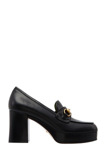 Черные кожаные туфли Horsebit Gucci