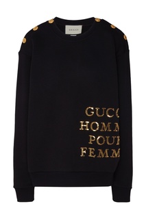 Черный свитшот с золотистым декором Gucci