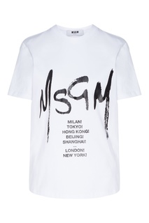 Футболка с логотипом и принтом "World Capitals" Msgm