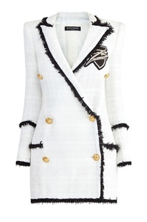 Белое платье с отделкой Balmain
