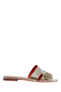 Золотистые шлепки Santoni