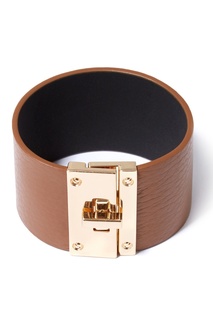 Коричневый кожаный браслет с золотистым замком Tannum